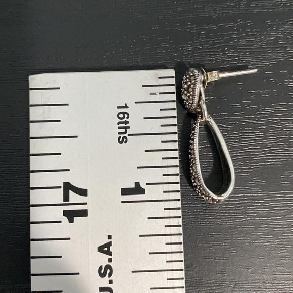 925 Sterling Silver Marcasite Dangle Earrings - Picture 8 of 8